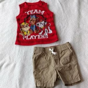Baby Paw Patrol Top and Carter's Shorts Size 18m